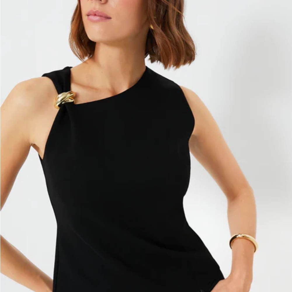 Black One-Shoulder Sleeveless Sheath Top